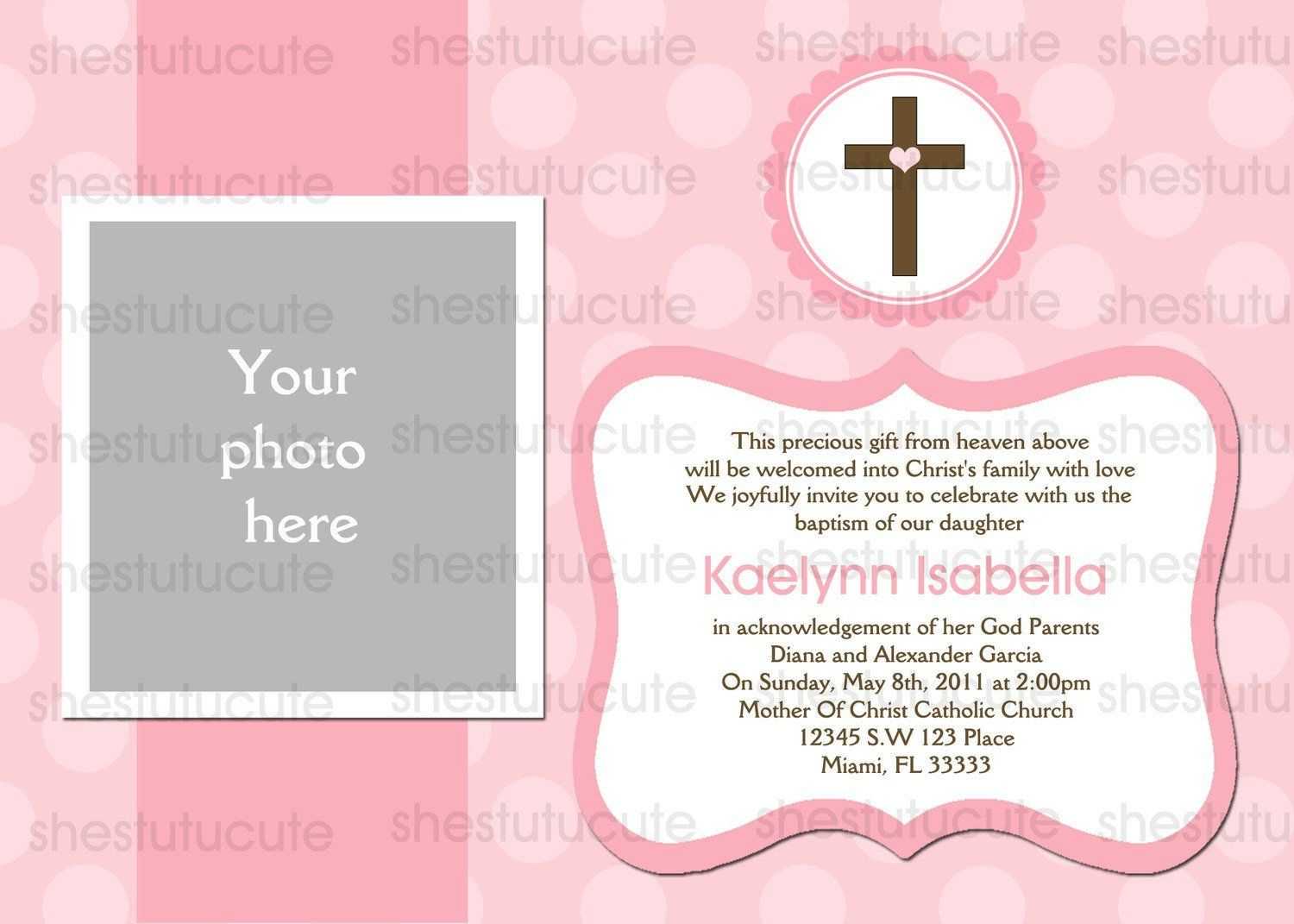 Examples Of Baptism Invitations In Spanish | Christening Within Blank Christening Invitation Templates