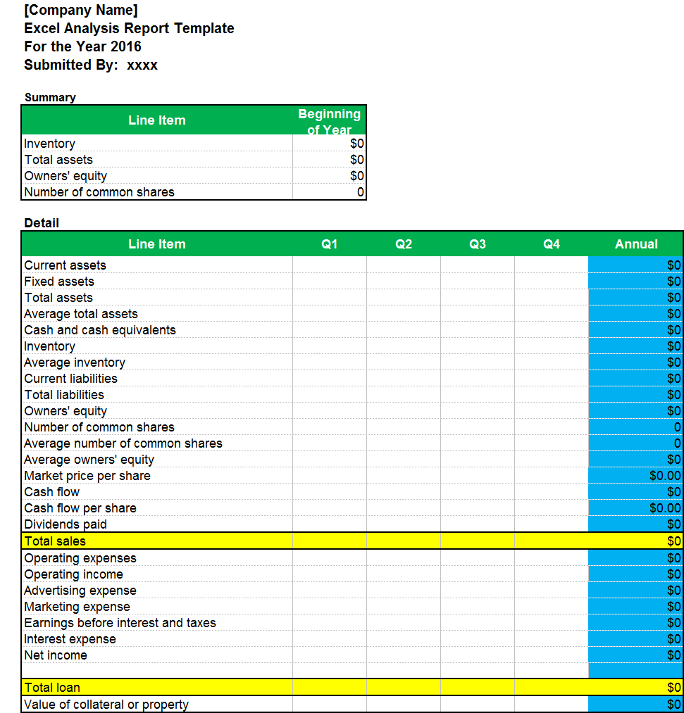 Excel Analysis Report Template – Excel Word Templates Inside Sales Analysis Report Template