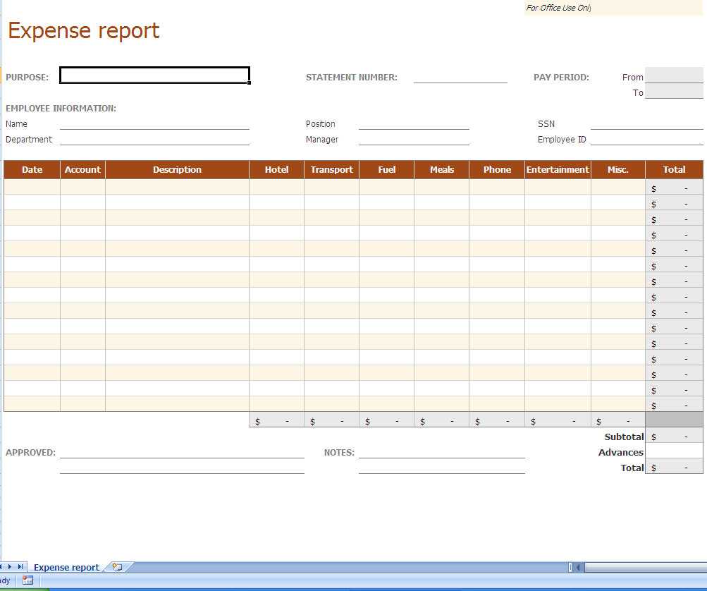 Excel Expense Report Spreadsheet Template Pertaining To Expense Report Template Xls
