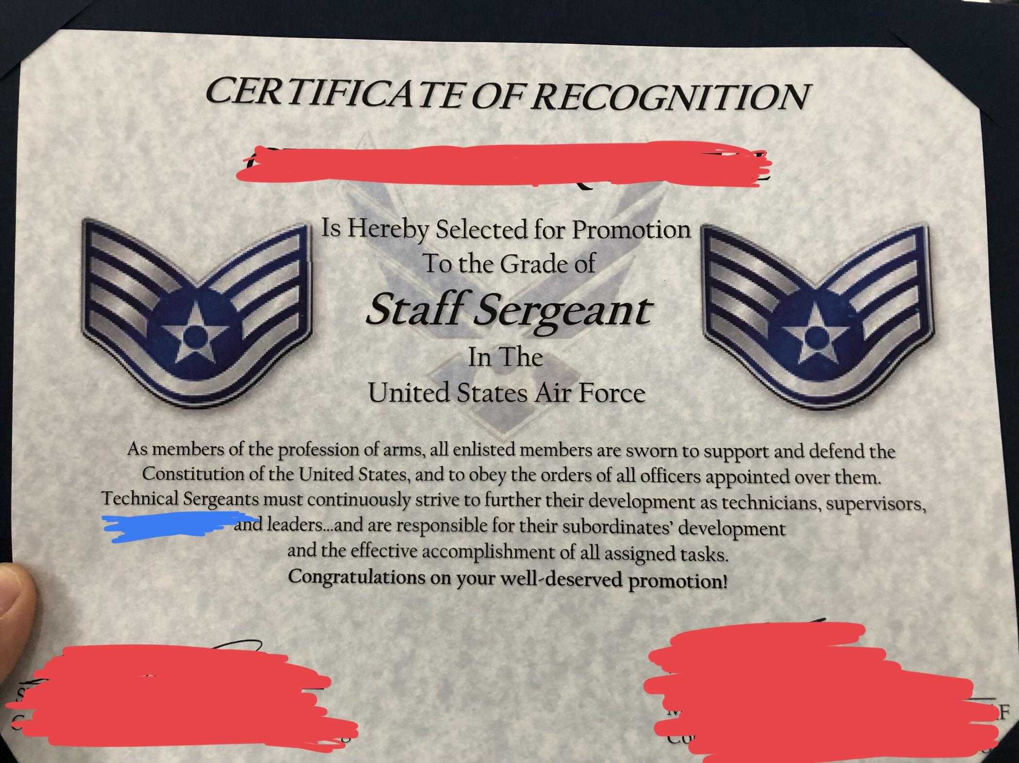 Excited For My Promotion To Sta— Uhh : Airforce Intended For Officer Promotion Certificate Template