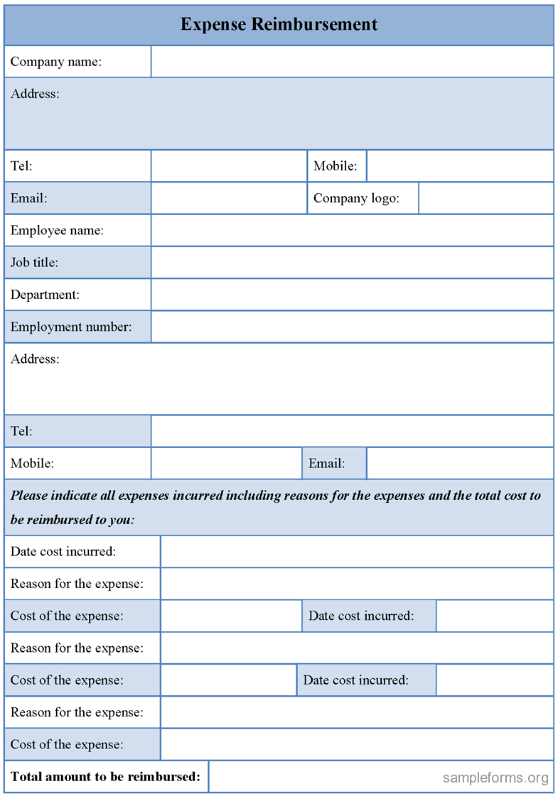 Expense Reimbursement Form : Sample Forms Pertaining To Reimbursement Form Template Word
