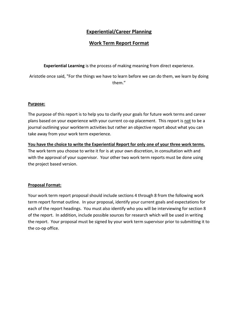 Experiential/career Planning Work Term Report Format With How To Write A Work Report Template