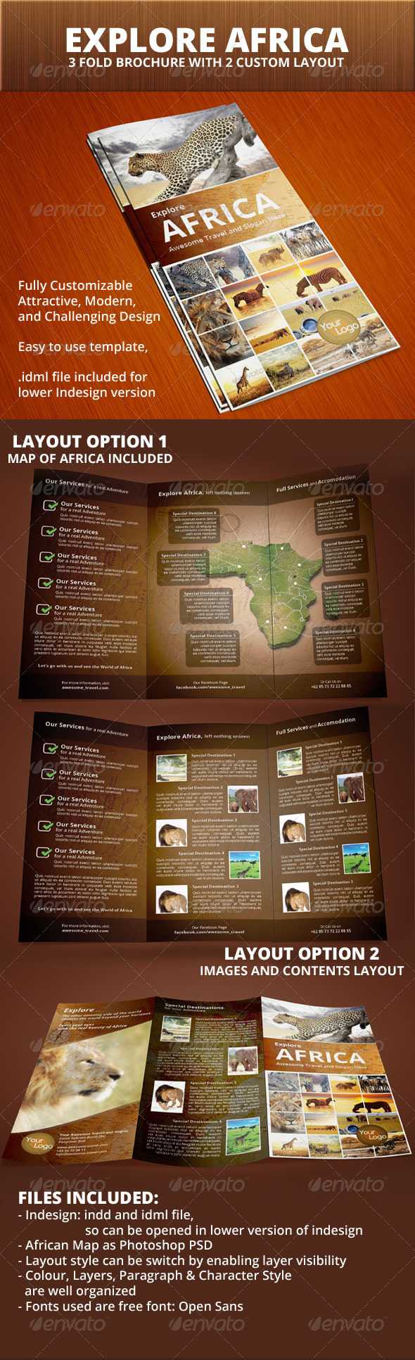 Explore+Africa+Trifold+Brochure | Brochure Design, Brochure Inside Zoo Brochure Template