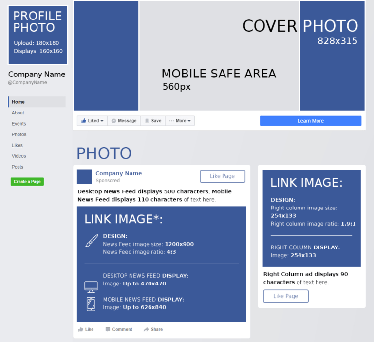 Facebook Cheat Sheet All Sizes, Dimensions, And Templates inside