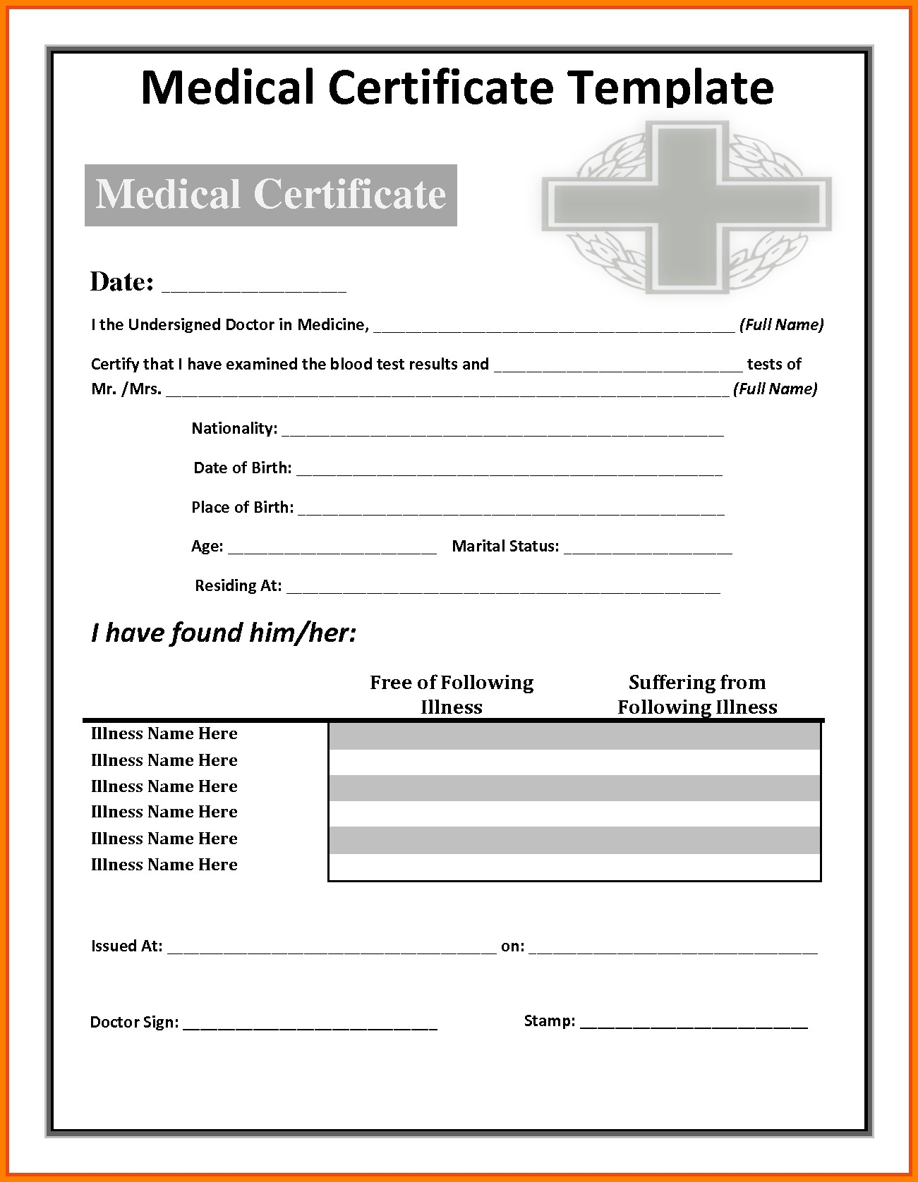 Fake Medical Certificate Template Download In Free Fake Medical Certificate Template