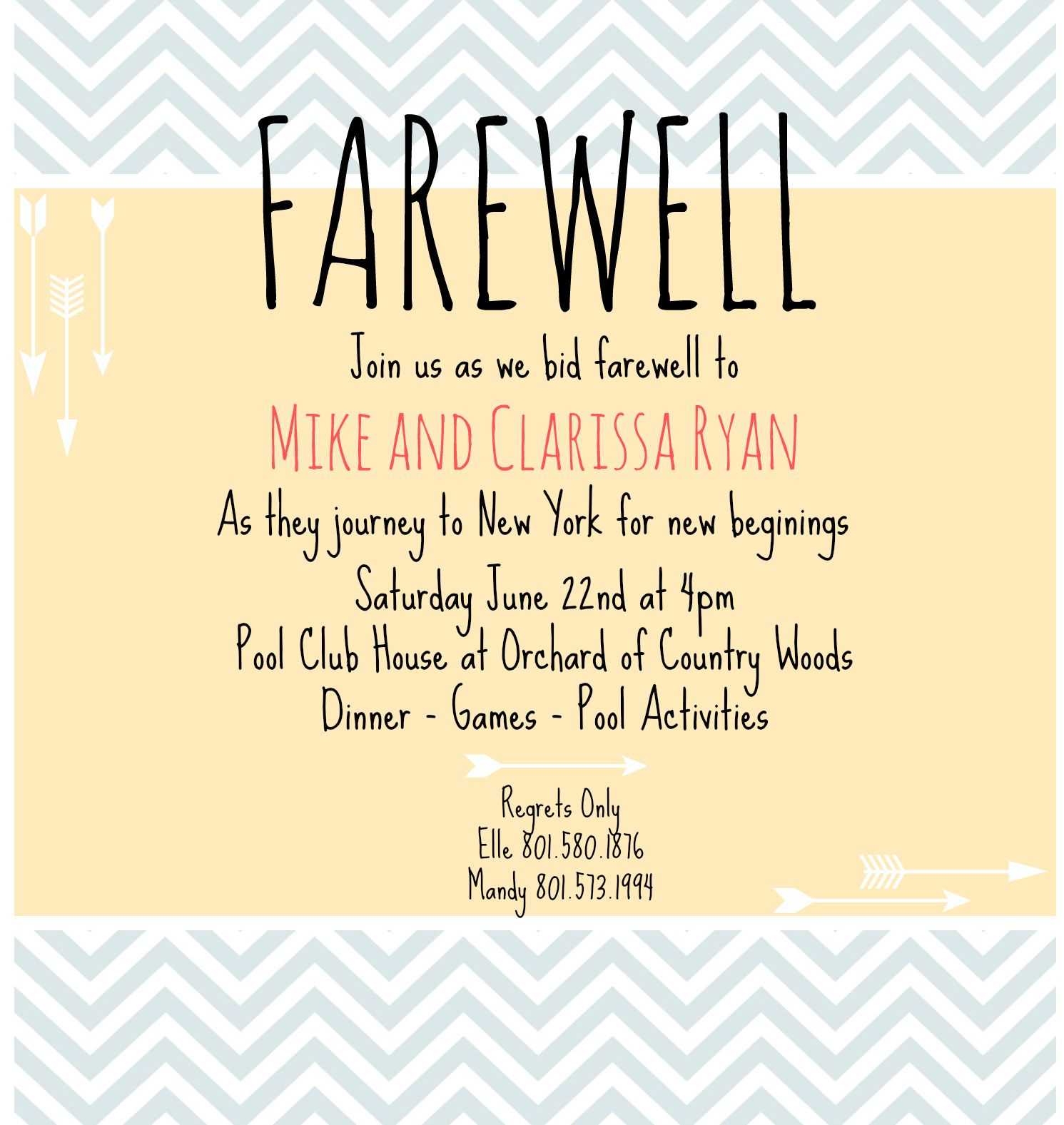 Farewell Invite | Farewell Party Invitations, Going Away Throughout Farewell Invitation Card Template