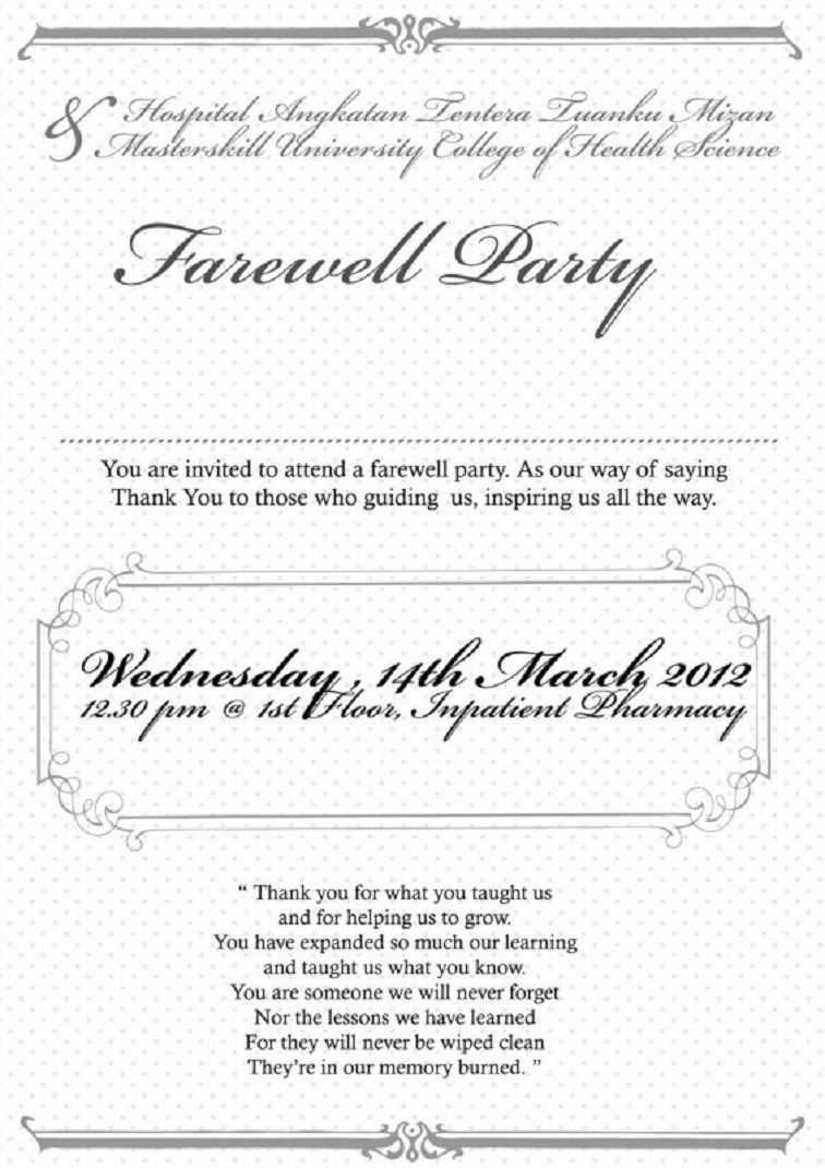 Farewell Party Invitation Note In 2019 | Farewell Party With Farewell Invitation Card Template