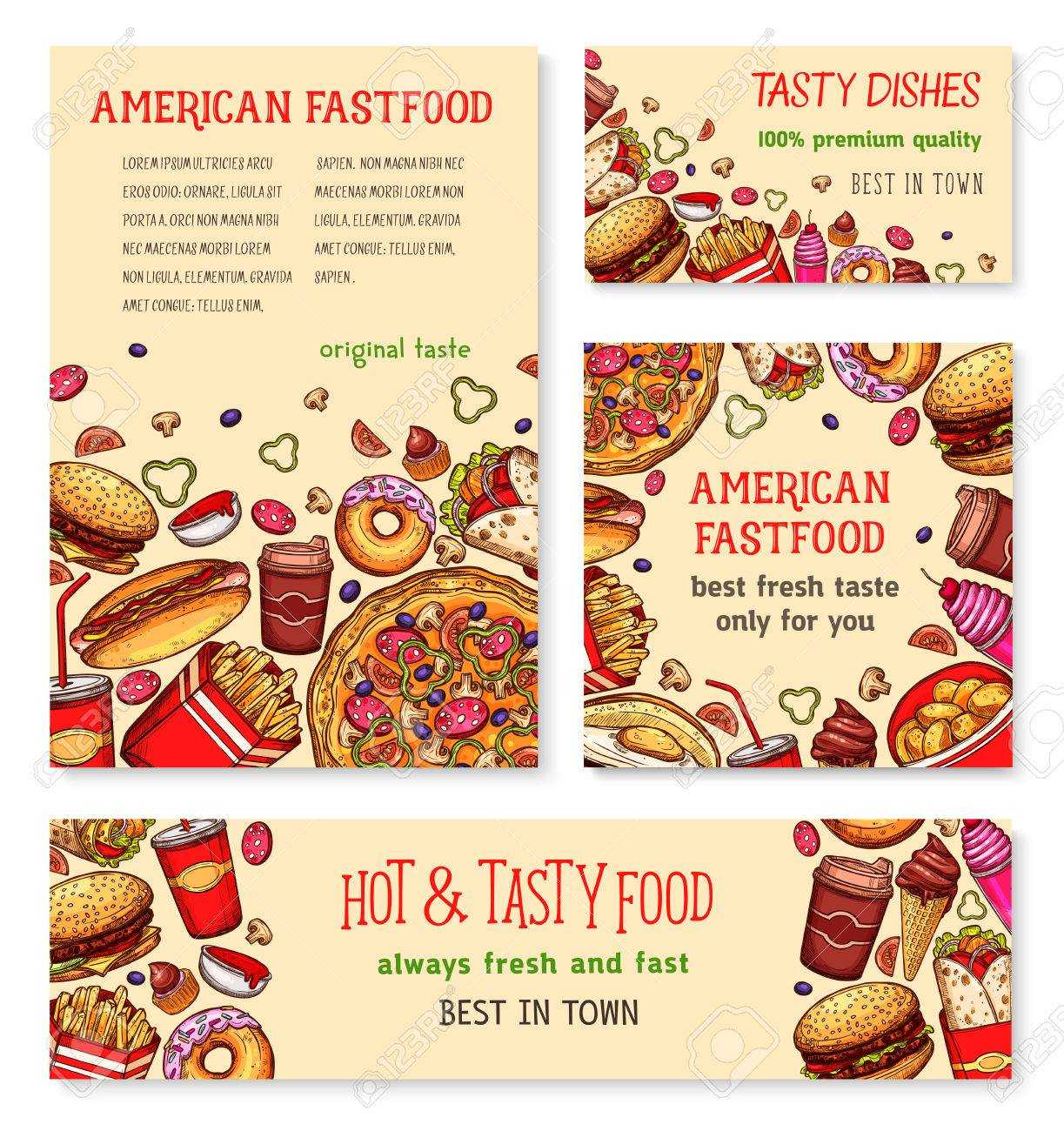 Fast Food Banner And Poster Template Set Design Throughout Food Banner Template