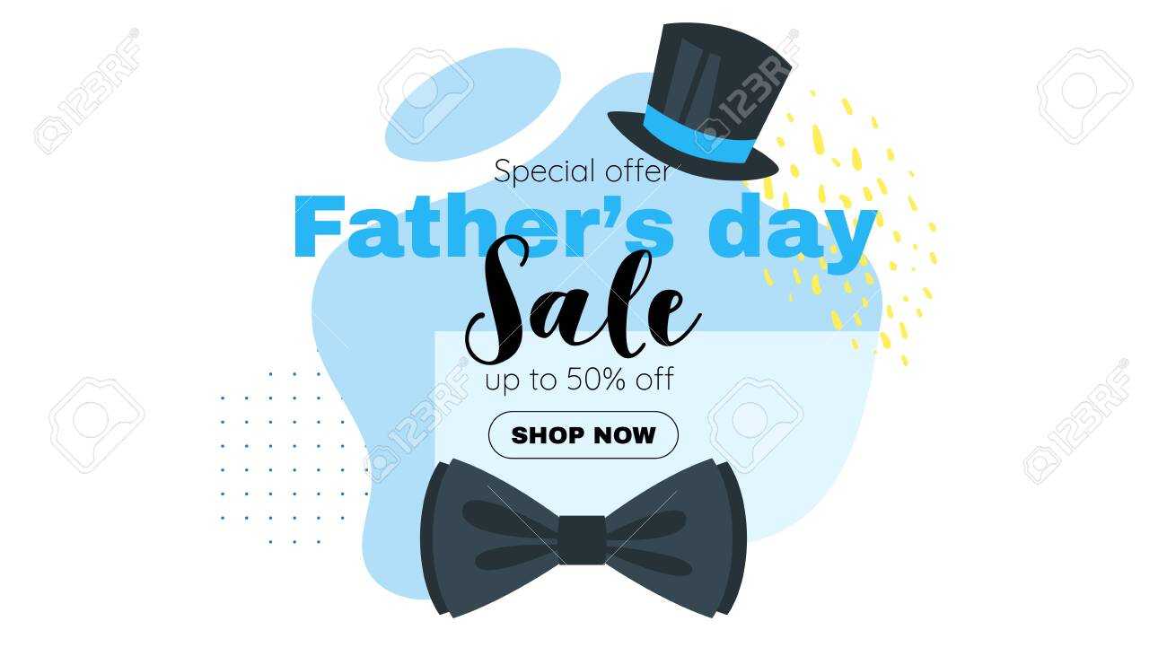 Father Day Sale Banner Template With Bow Tie And Top Hat. Vector.. Pertaining To Tie Banner Template