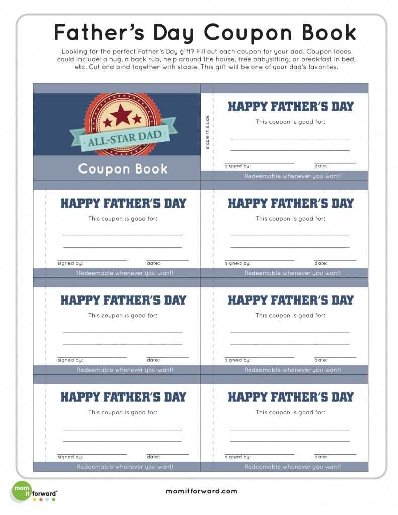Father's Day Coupon Book Printable | Father's Day Printable Pertaining To Coupon Book Template Word