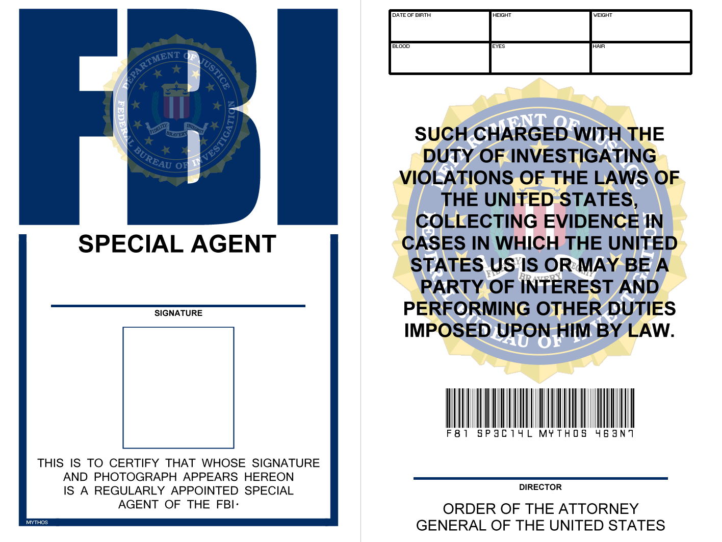 Printable Fbi Badge Template