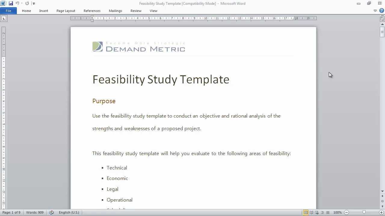 Feasibility Study Template For Technical Feasibility Report Template