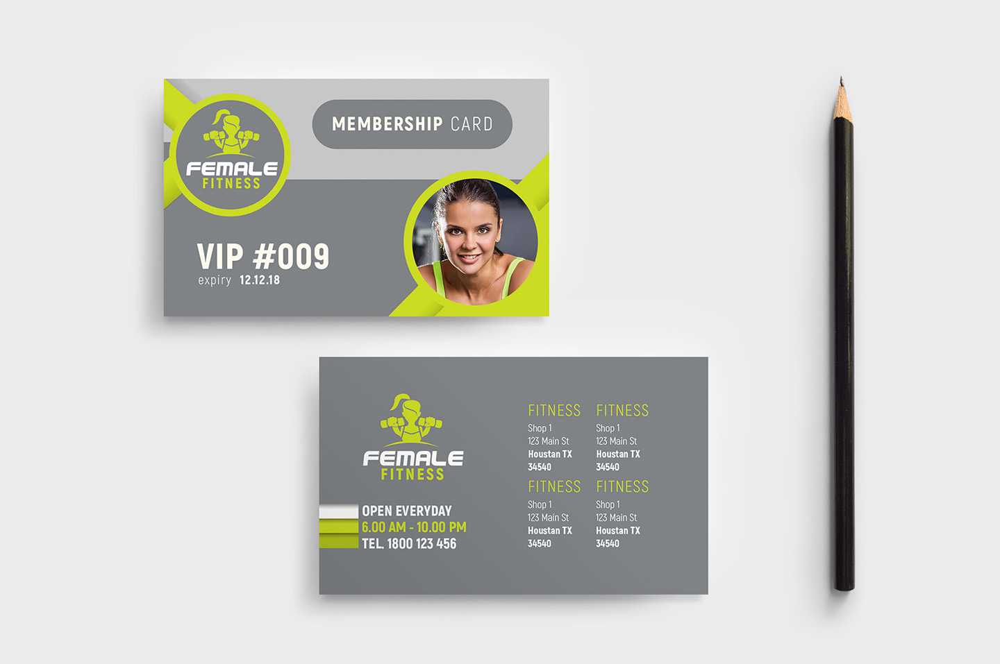 Female Fitness Membership Card Template In Psd, Ai & Vector With Regard To Gym Membership Card Template