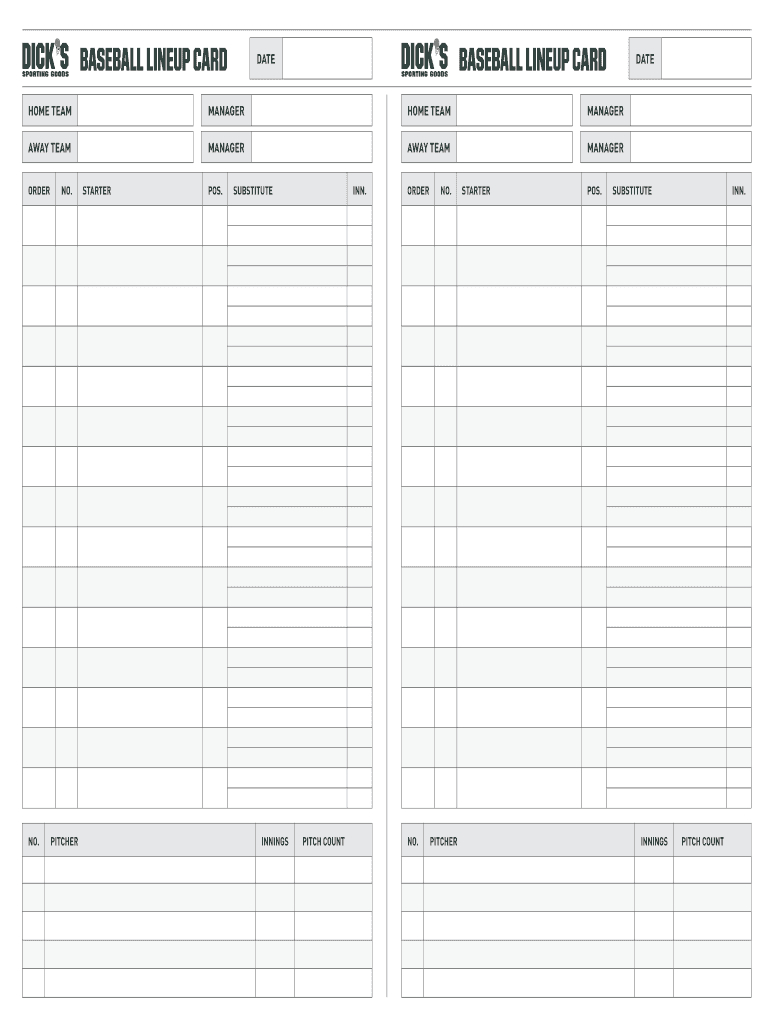 Fillable Online Baseball Lineup Card Baseball Lineup Card Regarding Softball Lineup Card Template