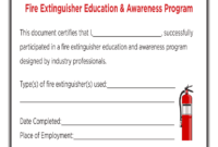 Fillable Online Certificate Of Completion - Fire throughout Fire Extinguisher Certificate Template