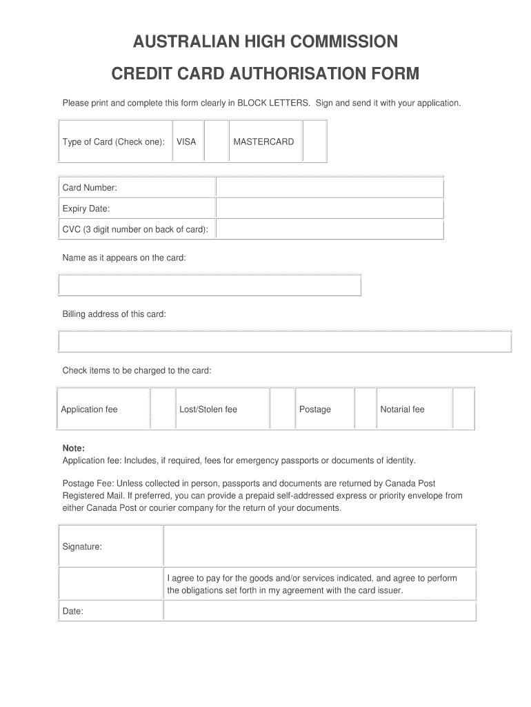 Fillable Online Credit Card Authorisation Form – Australian For Credit Card Authorisation Form Template Australia