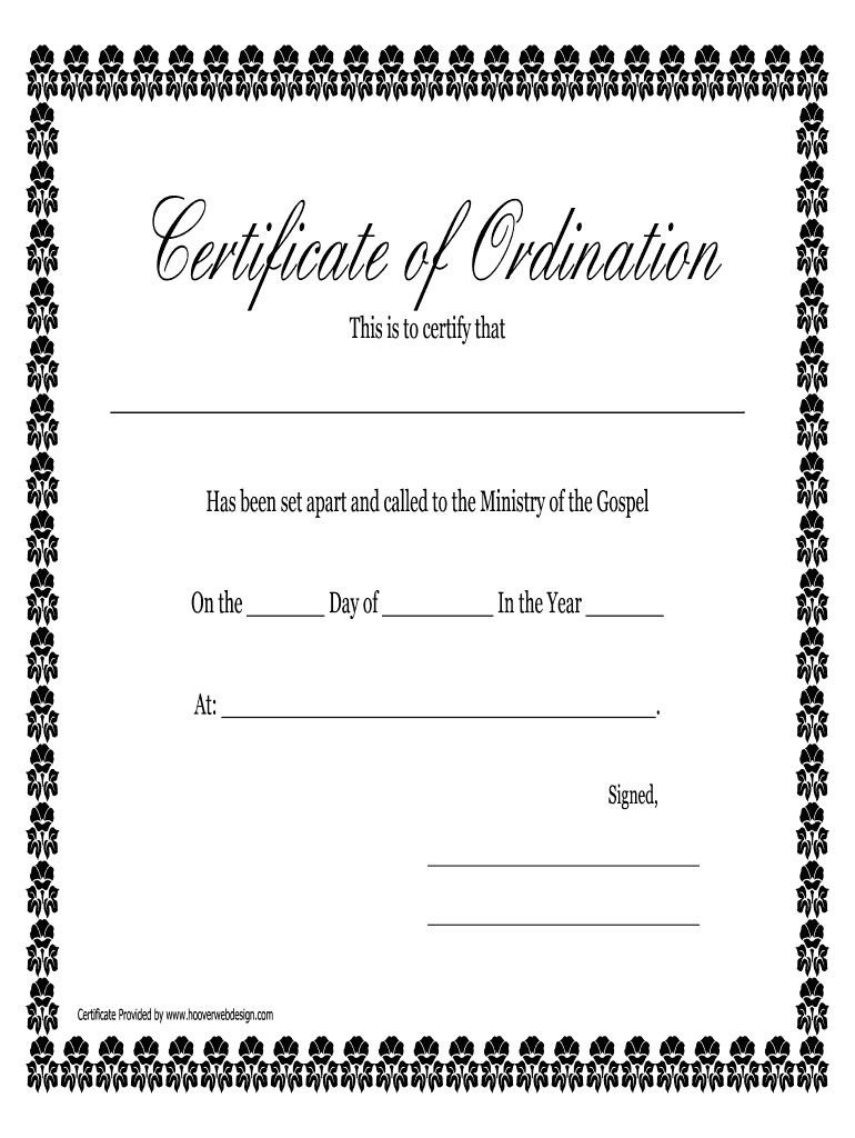 Fillable Online Printable Certificate Of Ordination For Free Ordination Certificate Template
