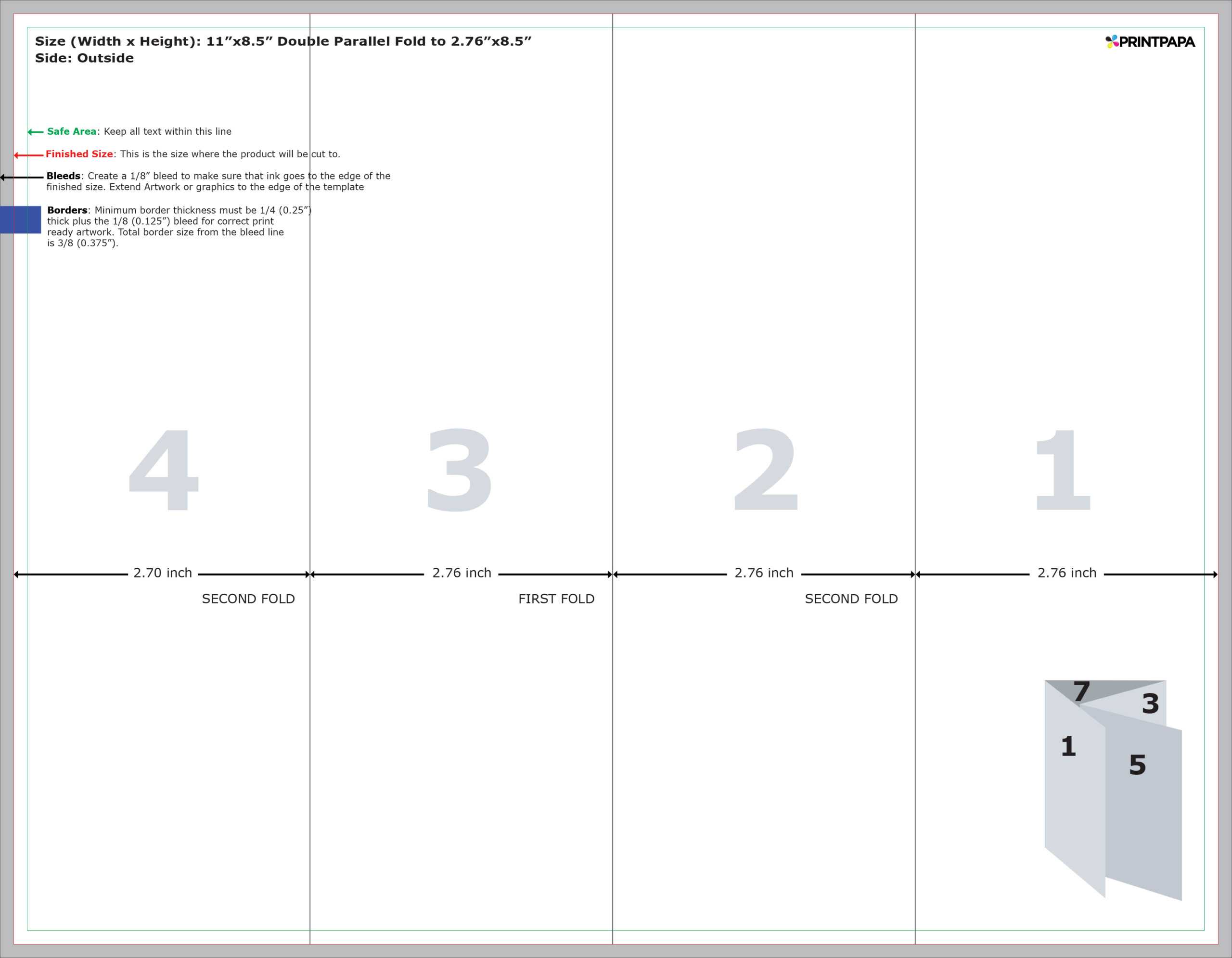 Find A Printing Template :: Printpapa Regarding Brochure 4 Fold Template