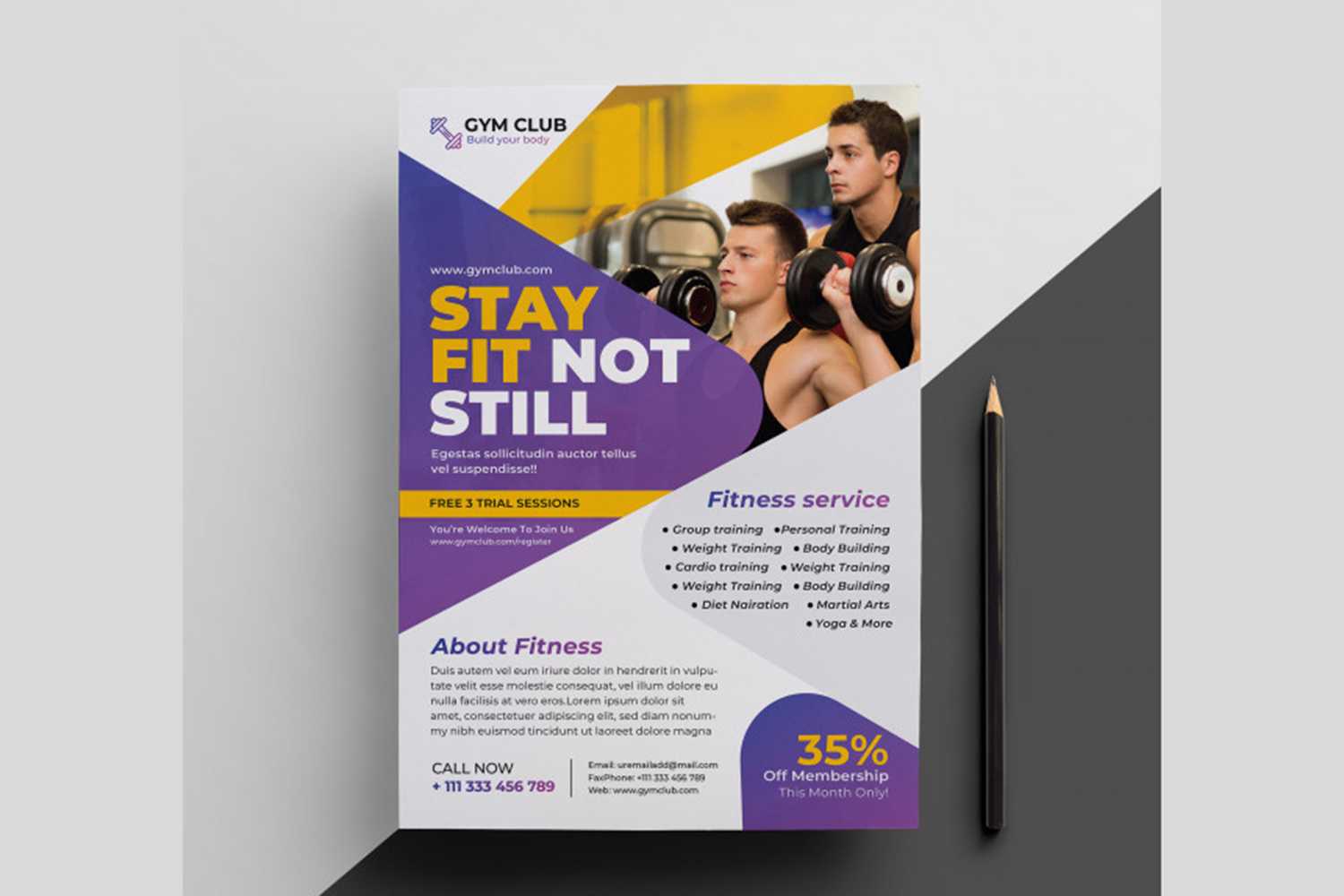 Fintess Flye Template | Gym Flyer Template | Fitness Poster With Regard To Membership Brochure Template