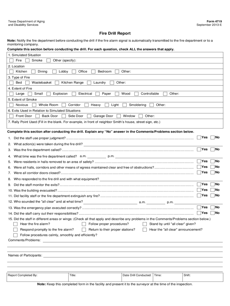 Fire Drill Report Form – 2 Free Templates In Pdf, Word Regarding Emergency Drill Report Template