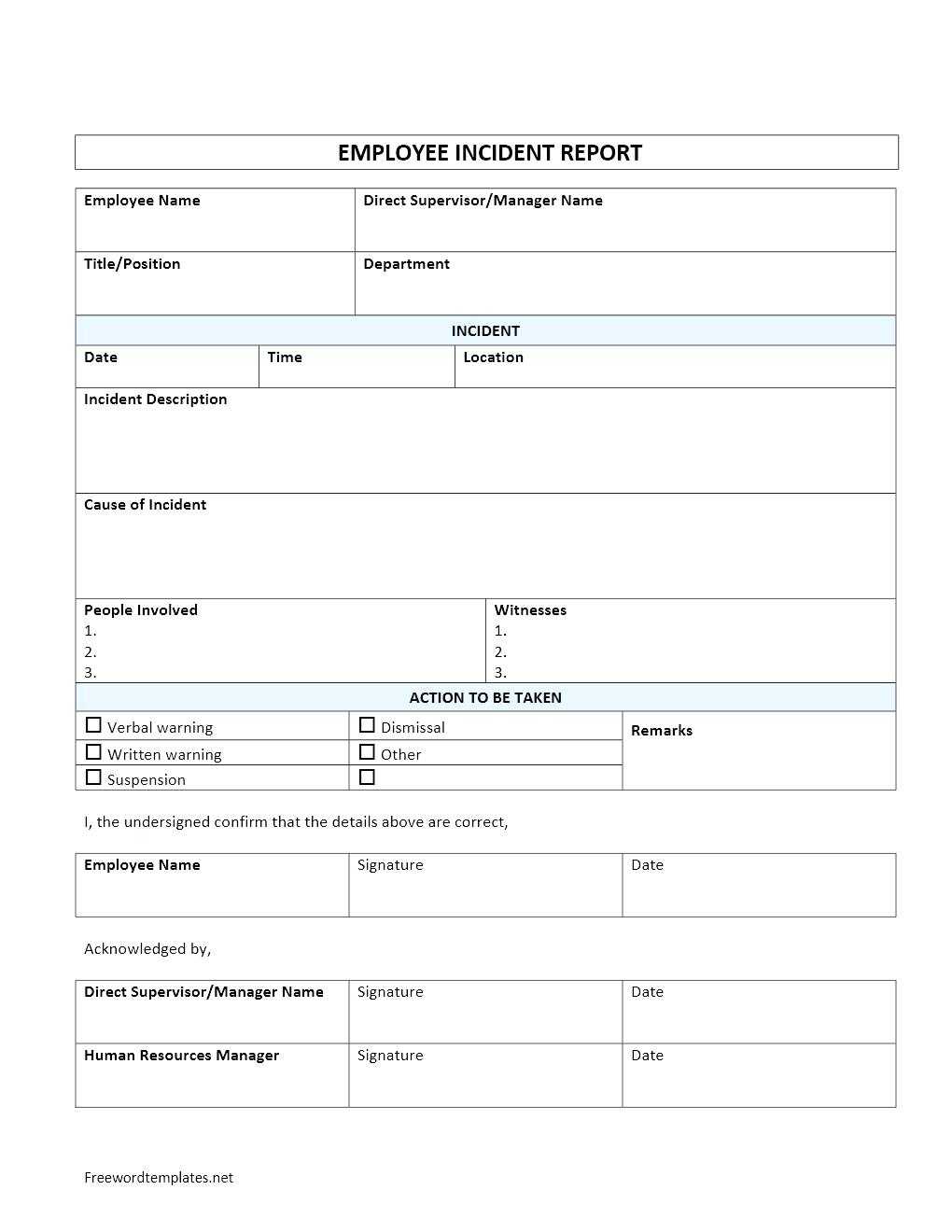 Fire Incident Report Template Regarding Incident Report Form Template Doc