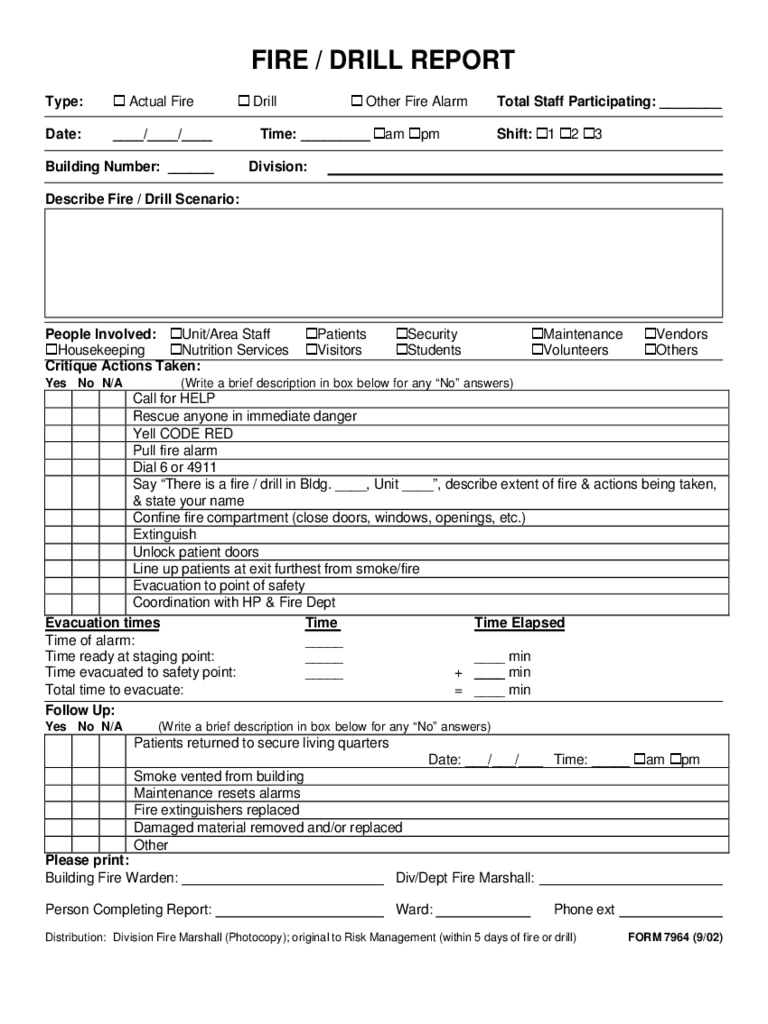 Fire Or Drill Report Form Free Download For Fire Evacuation Drill Report Template