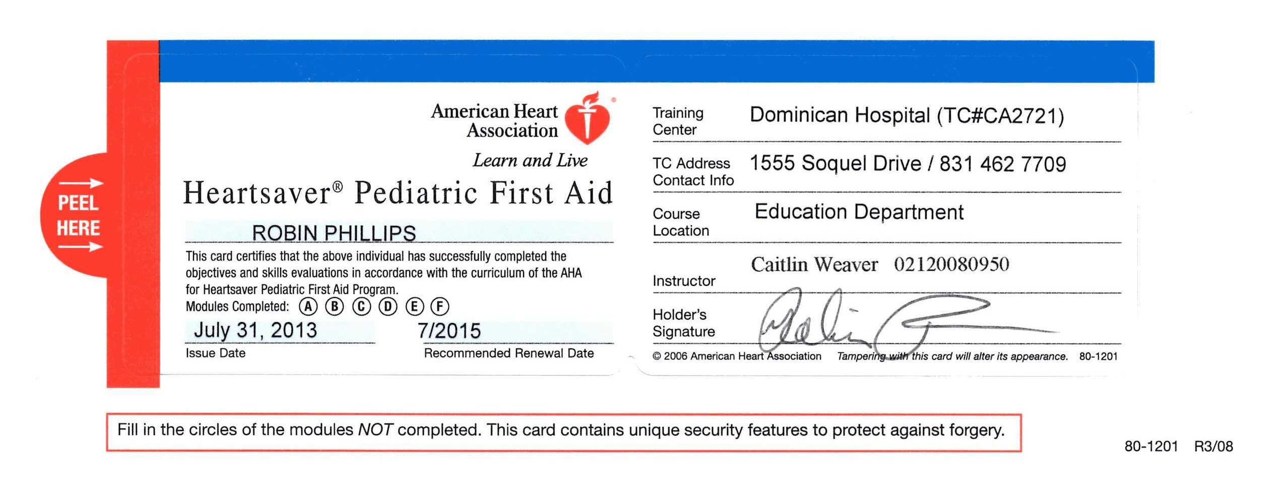 First Aid Certificate Template Free Certification Within Cpr Card Template