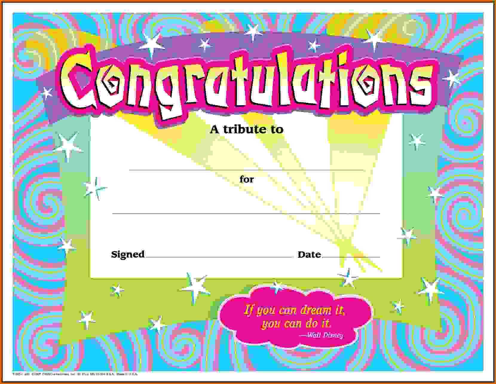 First Prize Winner Certificate Template Congratulations With Regard To Congratulations Certificate Word Template