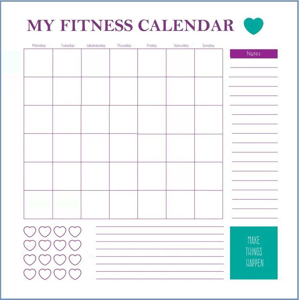 Fitness Calendar Template | Workout Calendar, Workout For Blank Workout Schedule Template