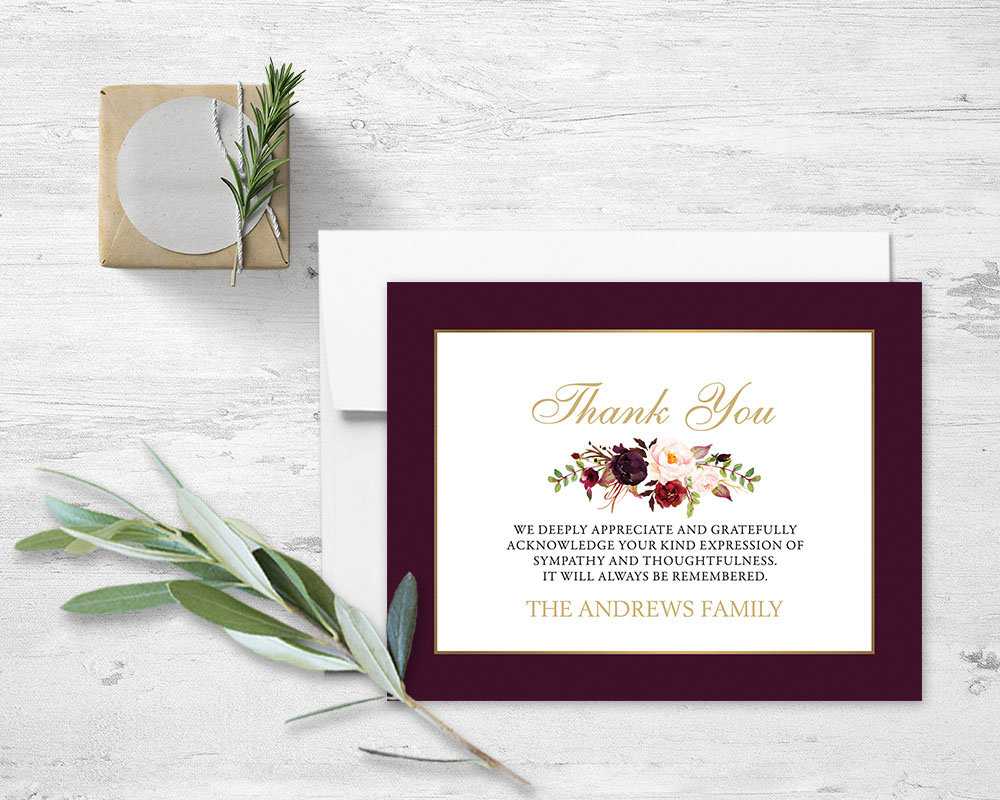 Floral Sympathy Thank You Card Memorial Service Printable Template Obituary  Service Printed Or Diy Cards Funeral Acknowledgement Digital Pertaining To Sympathy Thank You Card Template