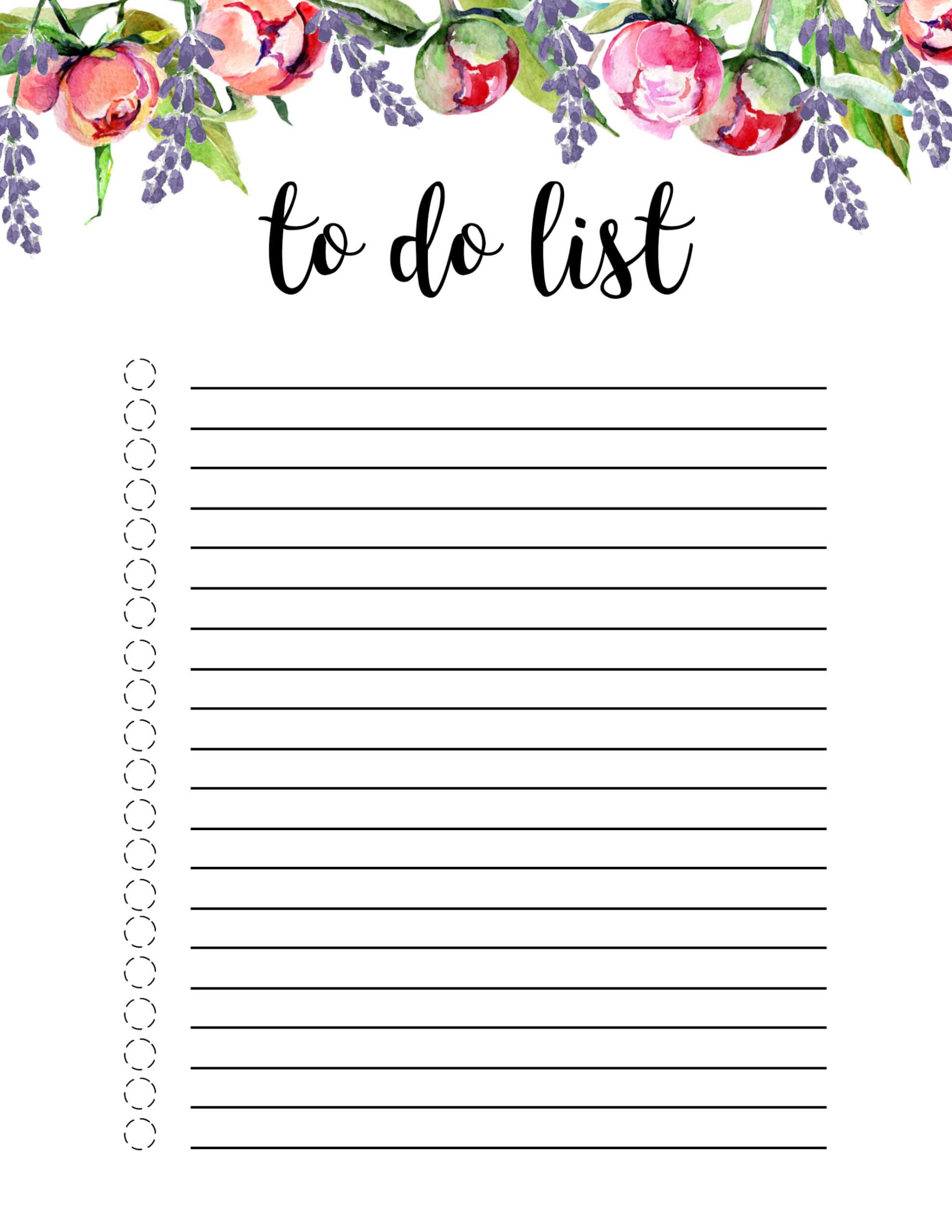 Floral To Do List Printable Template – Paper Trail Design Intended For Blank To Do List Template