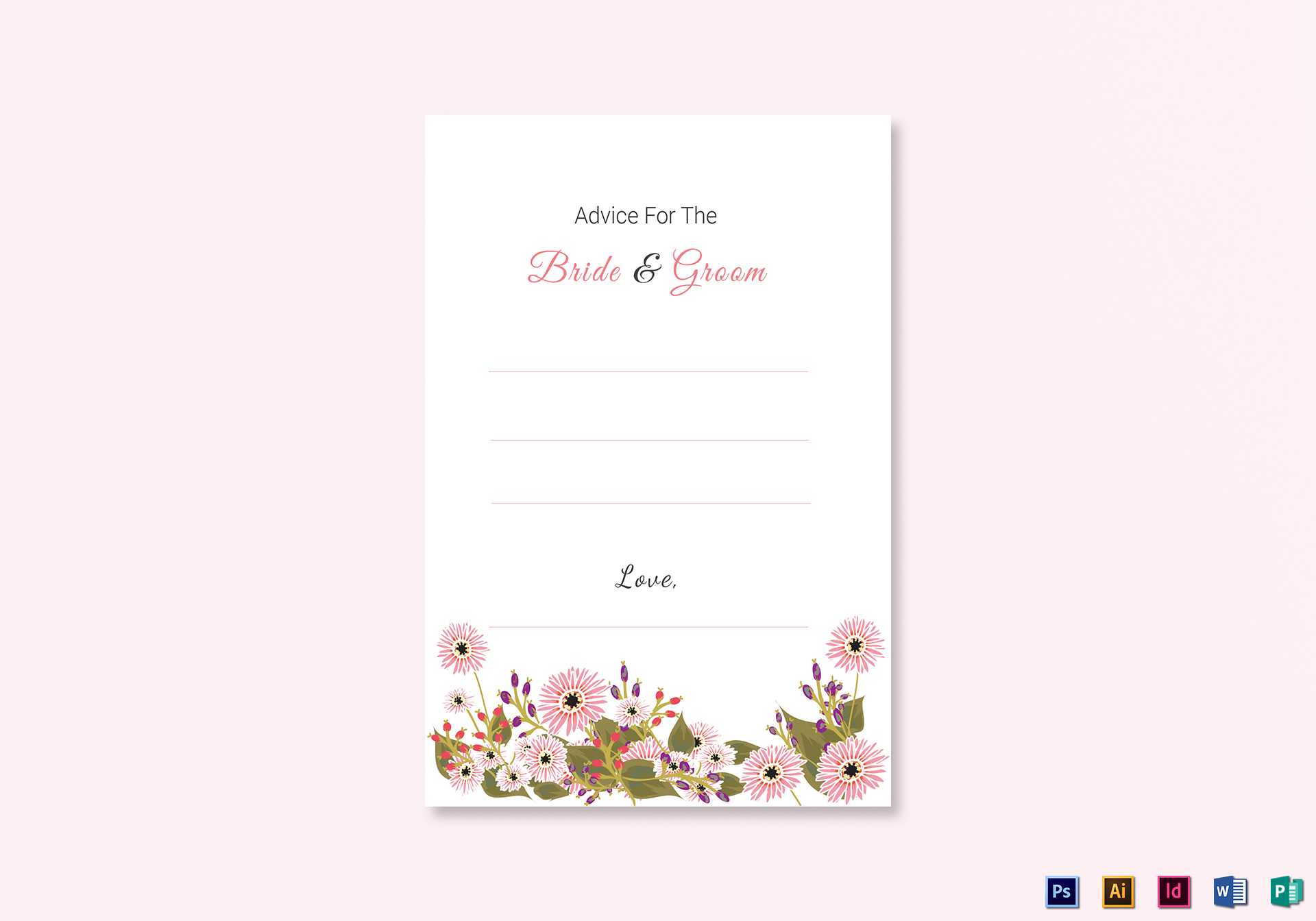 Floral Wedding Advice Card Template With Marriage Advice Cards Templates