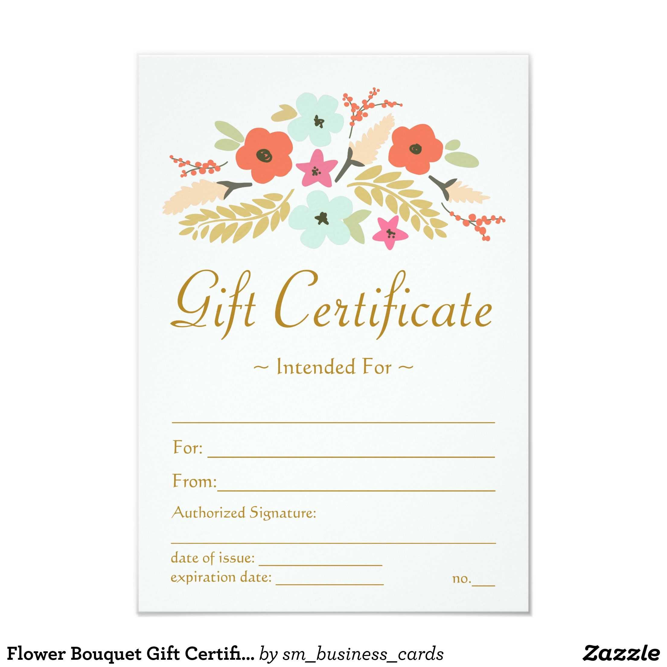 Flower Bouquet Gift Certificate | Zazzle | Buss | Gift Throughout Massage Gift Certificate Template Free Printable