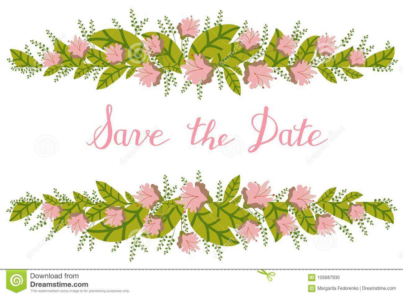 Flower Card, Invitation, Banner Template With Save The Date Regarding Save The Date Banner Template