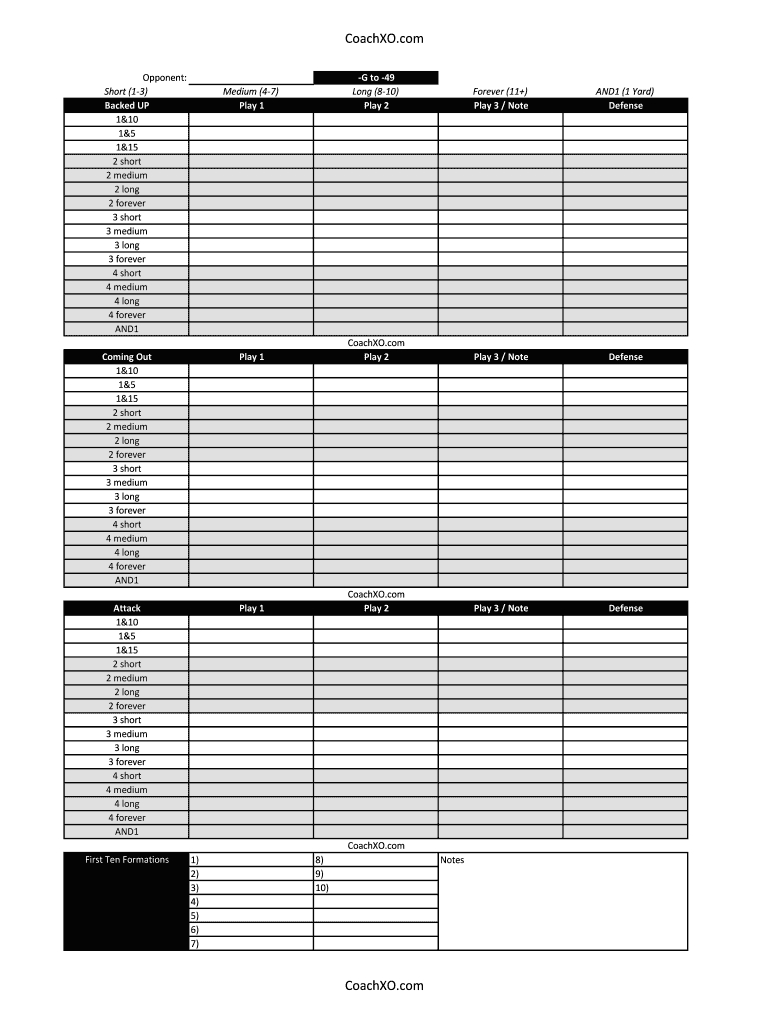 Football Play Call Sheet Template – Fill Online, Printable Intended For Blank Call Sheet Template