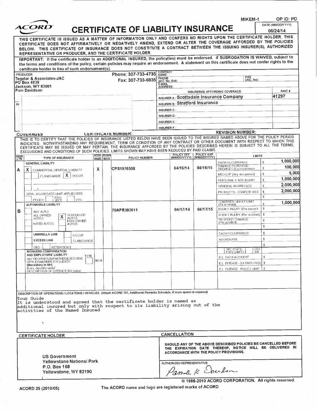 Form Insurance For Taxes Forms Pdf Endorsement Required Pertaining To Certificate Of Liability Insurance Template