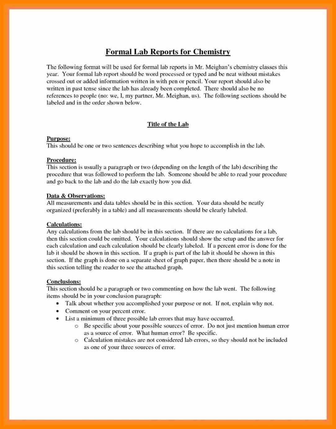 Formal Lab Report Example Best 5 Formal Lab Write Up Intended For Chemistry Lab Report Template