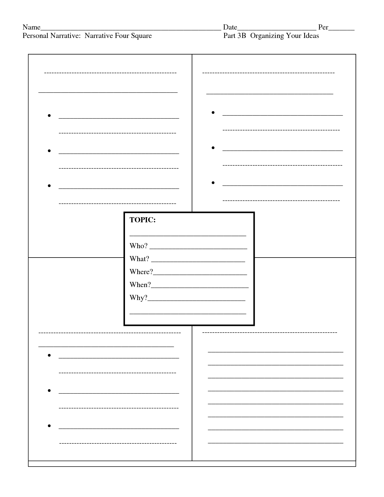 Four Square Writing Template Printable | Narrative Four Within Blank Four Square Writing Template