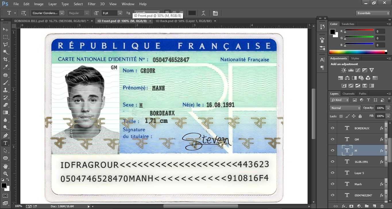 France Id Card Psd Template (Photoshop) This Is France Id Throughout French Id Card Template