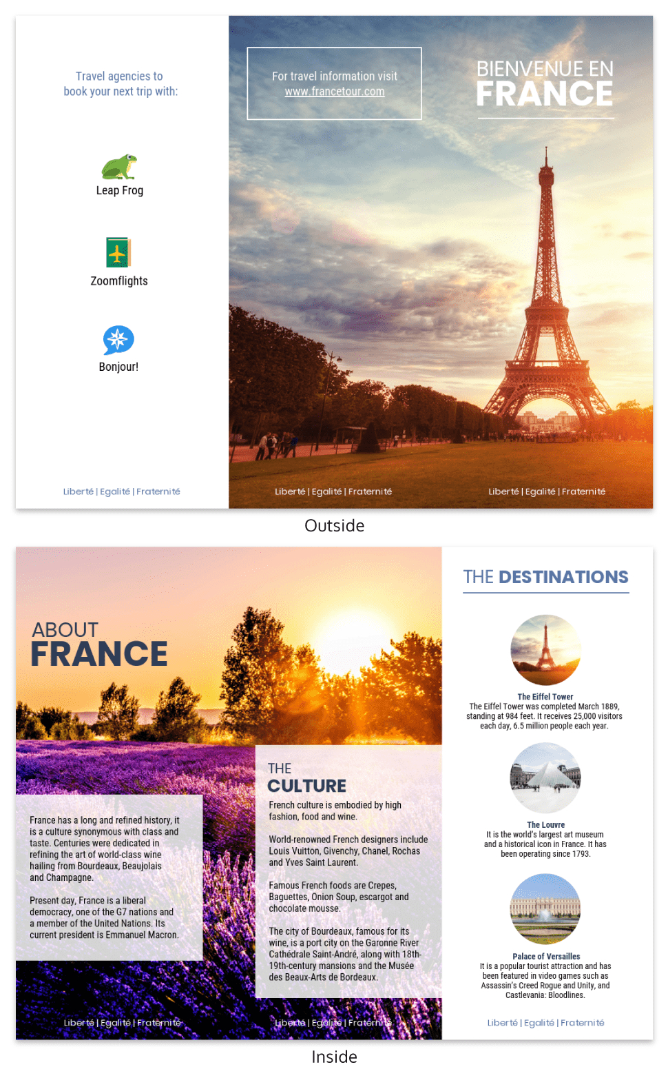 France Travel Tri Fold Brochure Inside Word Travel Brochure Template