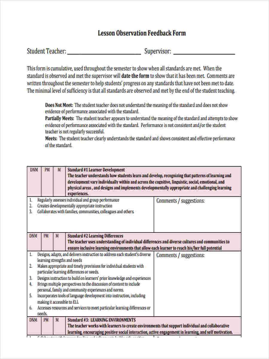 Free 14+ Sample Teacher Feedback Forms In Pdf | Word With Student Feedback Form Template Word