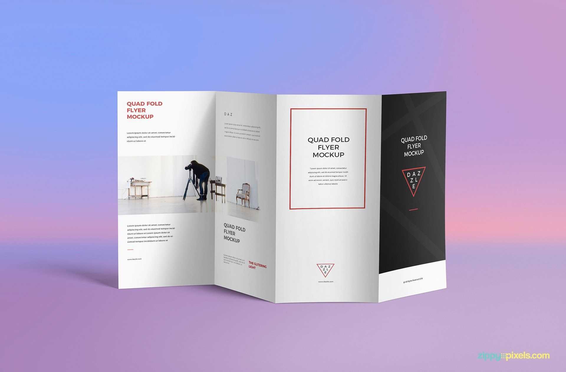 Free 4 Fold Brochure Psd Mockup – Creativebooster | Brochure Within Quad Fold Brochure Template