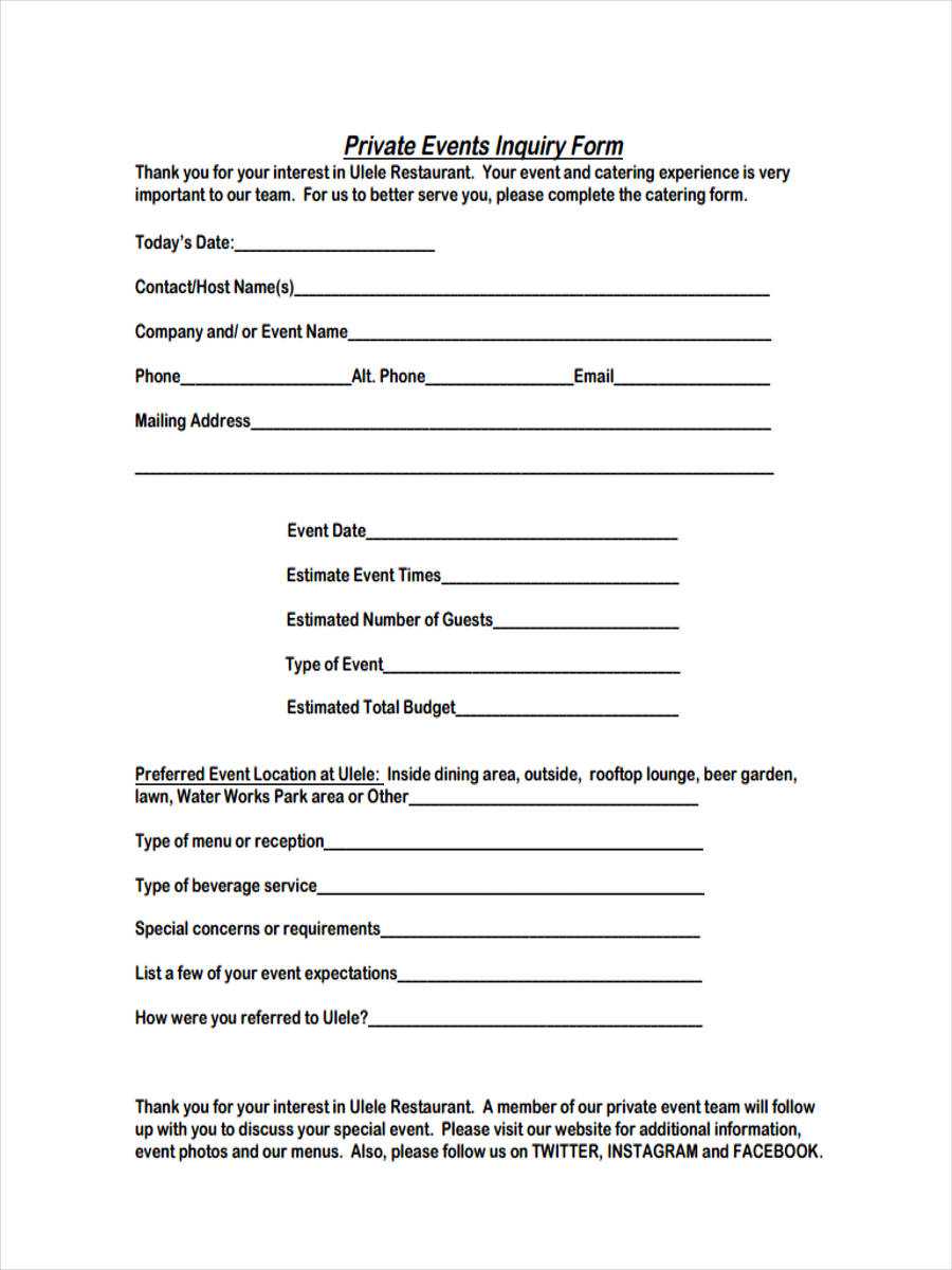 Free 6+ Event Inquiry Forms In Samples, Examples, Formats With Regard To Enquiry Form Template Word