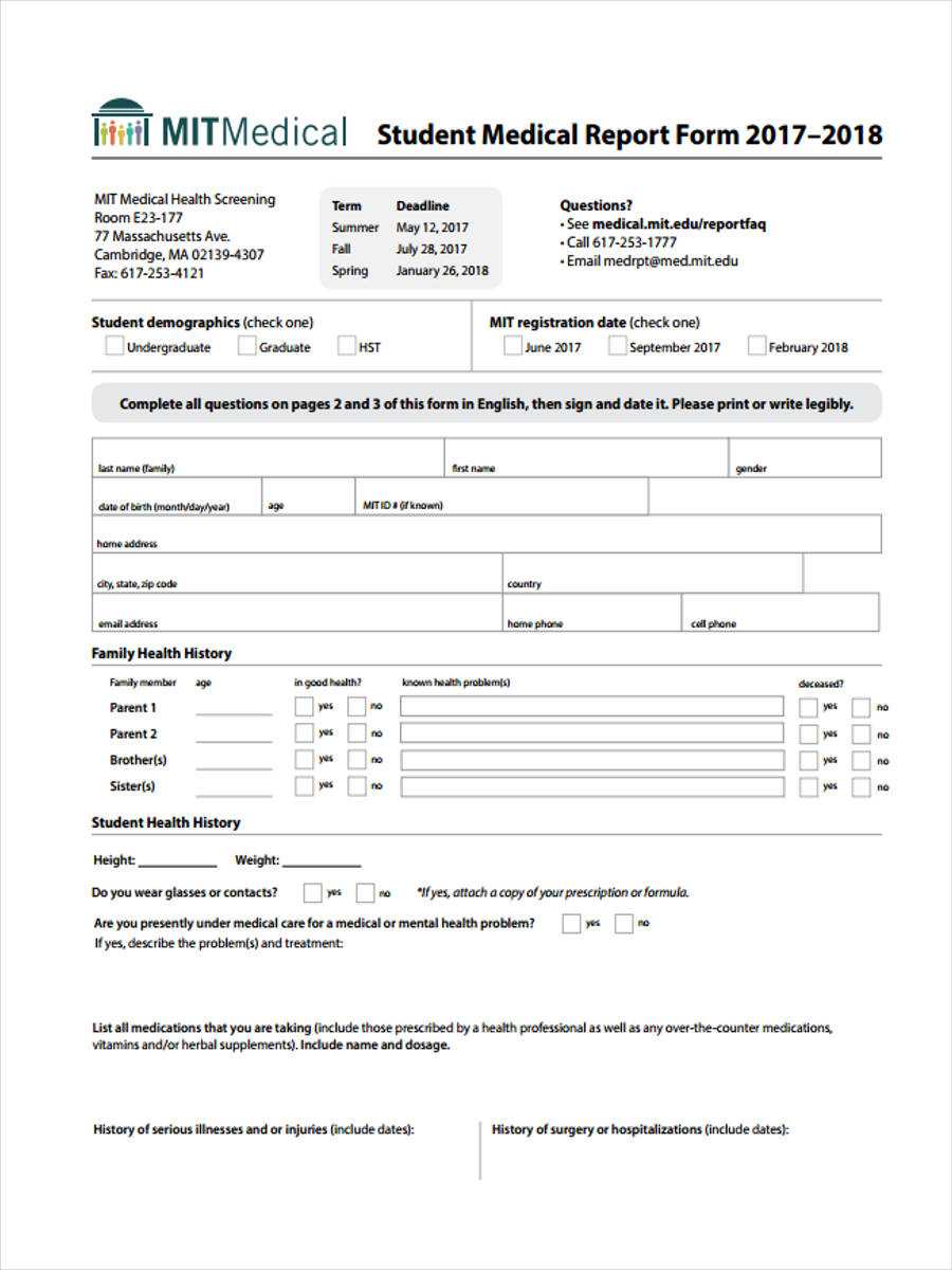 Free 7+ Medical Report Forms In Samples, Examples, Formats Pertaining To Medical Report Template Doc