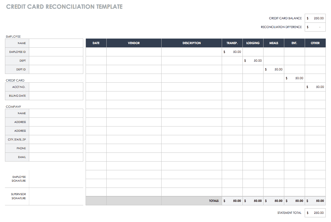 Free Account Reconciliation Templates | Smartsheet With Regard To Credit Card Statement Template Excel
