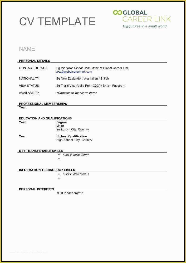 Free And Printable Resume Templates Of Free Blank Resume With Free Blank Cv Template Download