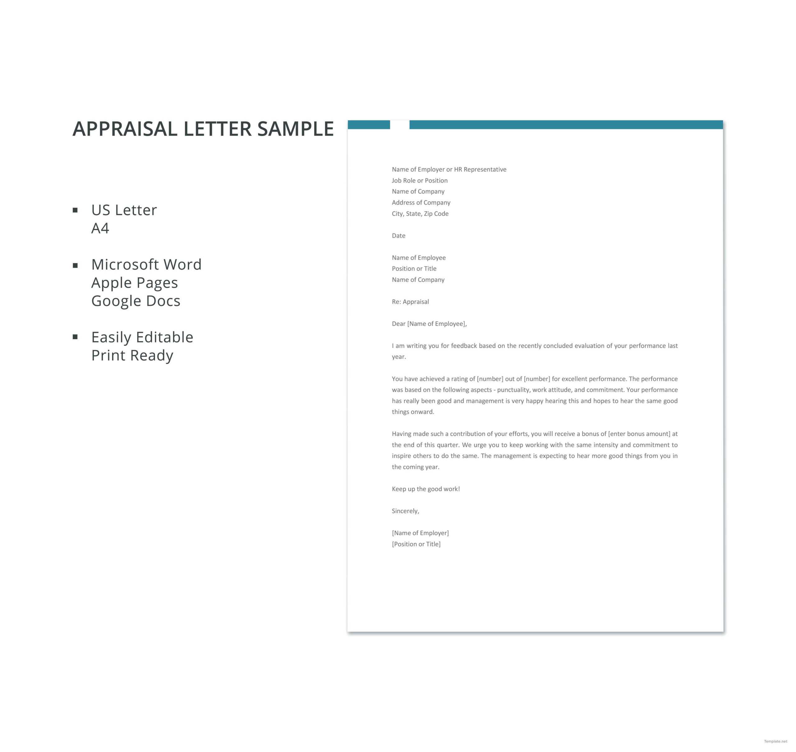 Free Appraisal Letter Sample | Lettering, Business Letter Pertaining To Microsoft Word Business Letter Template