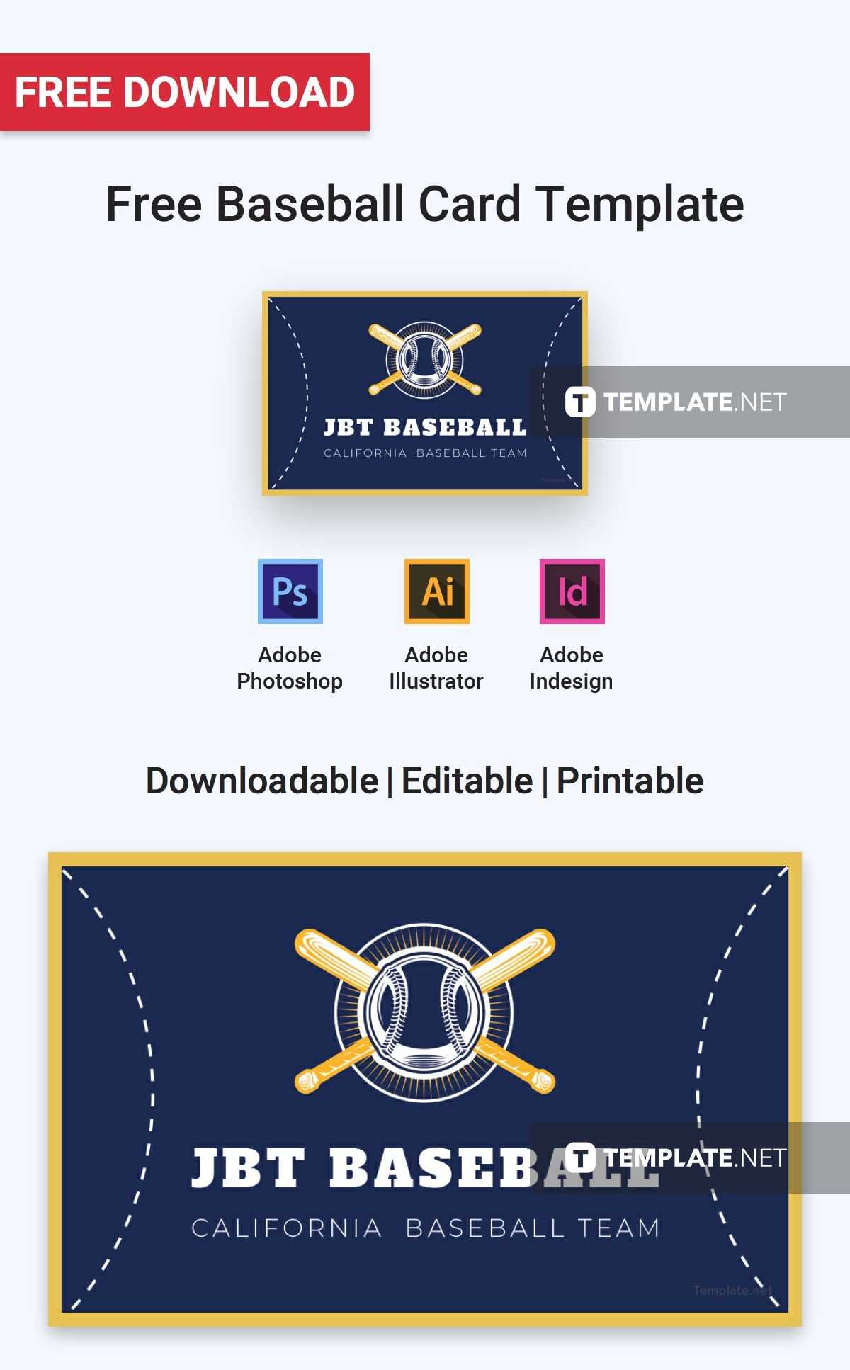 Free Baseball Card | Card Templates & Designs 2019 In Baseball Card Template Microsoft Word