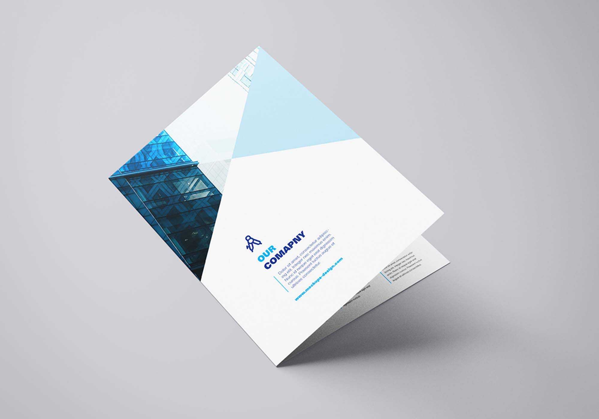 Free Bi Fold Mockup Template (Psd) Pertaining To Two Fold Brochure Template Psd