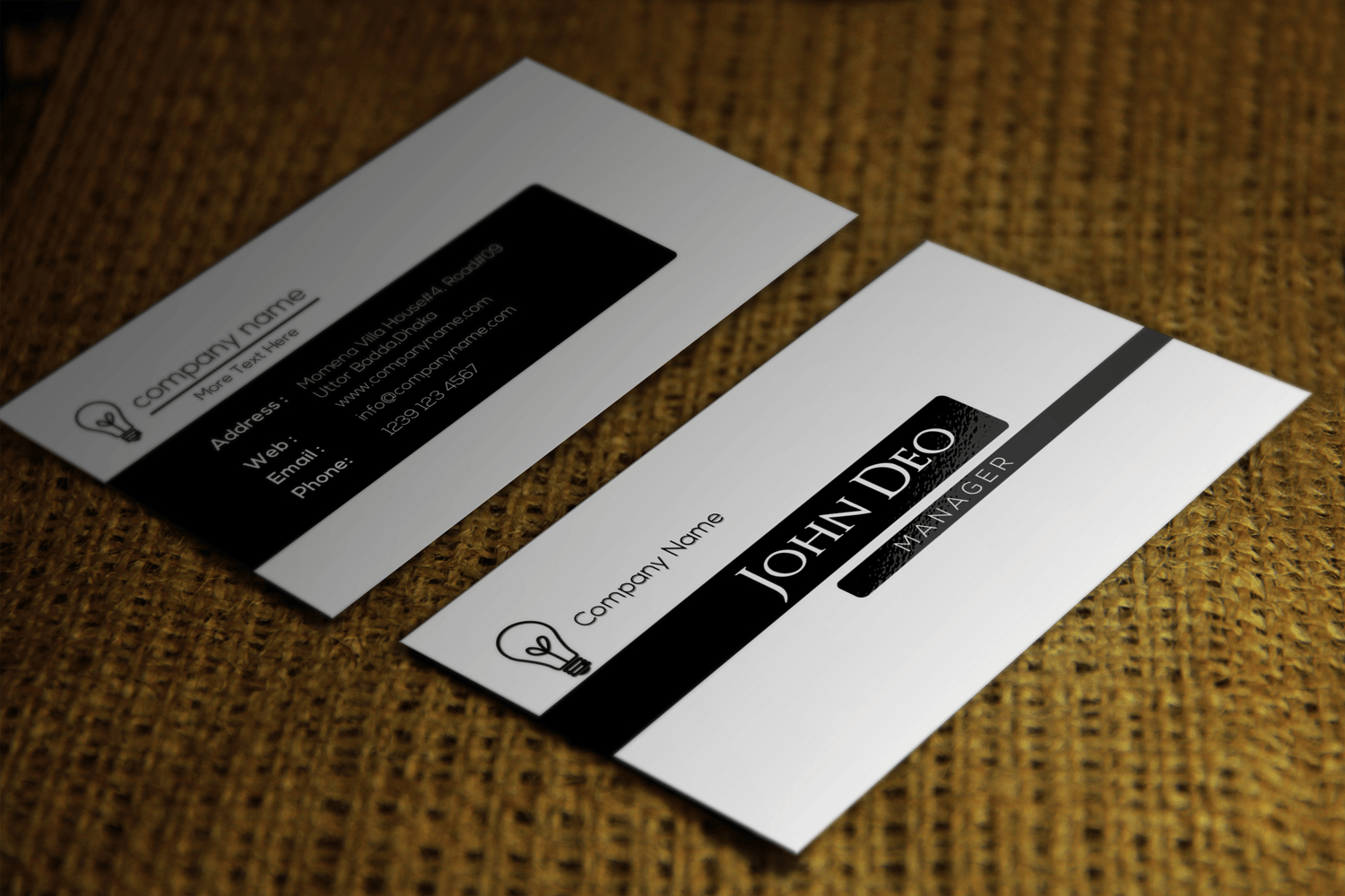 Free Black And White Business Card Template In Black And White Business Cards Templates Free